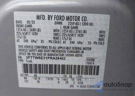 2023 Ford Maverick Xlt from USA, damaged, VIN 3FTTW8E31PRA28462